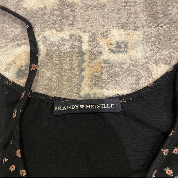 Brandy Melville Black Mini Dress with Pink Floral Pattern - Picture 5 of 5